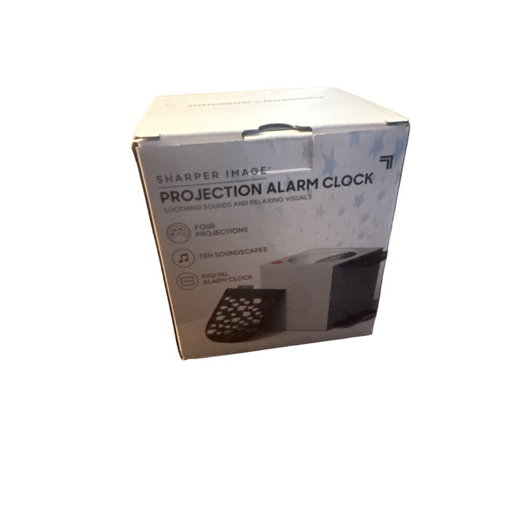 NEW Sharper Image Projection Alarm Clock Soothing Sounds Visuals Nightscapes